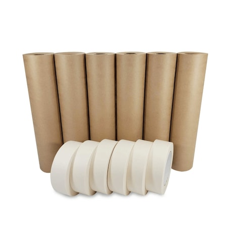 Idl Packaging 12in x 60 yd Masking Paper and 1 1/2in x 60 yd GP Masking Tape, for Covering, 6PK 6x GPH-12, 4457-112